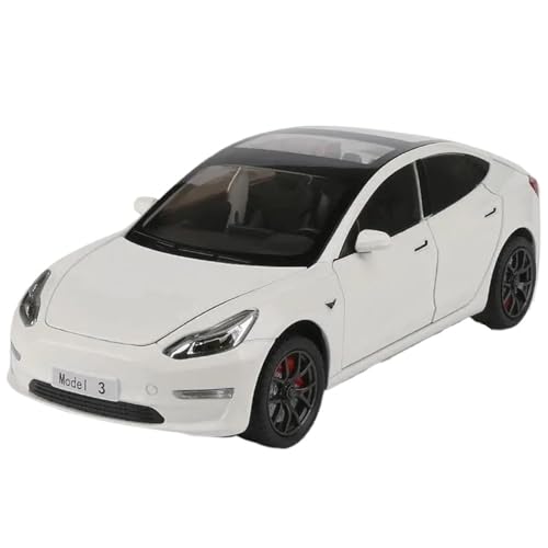 Maßstab Druckguss Auto 1:24 Für Tesla Modell 3 Hohe Simulation Legierung Automodell Diecasts Metall Automodel Mit Sound Und Licht Sammelbar Modellfahrzeug (Color : C) von LUgez