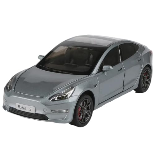 Maßstab Druckguss-Auto 1:24 für Tesla Model 3 Hochsimulation Legierung Auto Modell Druckguss Metallauto Modell mit Sound und Licht Sammlermodell Fahrzeug (Farbe: A) von LUgez