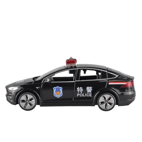 Maßstab Druckguss Auto 1:32 Für Tesla Model X Polizeiauto Hohe Simulation Metalllegierung Modell Sound Licht Zurückziehen Auto Modell Sammlerstück Modellfahrzeug (Farbe: A) von LUgez