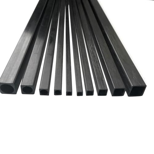LVCHAO 10 stücke Carbon Fiber Vierkantrohr Länge 500mm Multi-Größe OD 3,0mm 4mm 5mm 6mm 8mm 10mm for RC Modell Teile Endrohr Für RC-Flugzeuge, Drohnen und DIY-Bastelprojekte(8x8x6.5 Square Hole) von LVCHAO