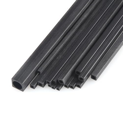 LVCHAO 5 Stück quadratisches Kohlefaserrohr, mehrere Größen, Länge 500 mm, for RC-Modellzubehör Für RC-Flugzeuge, Drohnen und DIY-Bastelprojekte(OD10mm) von LVCHAO