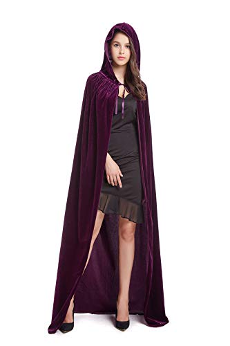 LVERSE Samtumhang mit Kapuze, Unisex Erwachsene Halloween Kostüm Umhang für Damen und Herren (Lila) von LVERSE