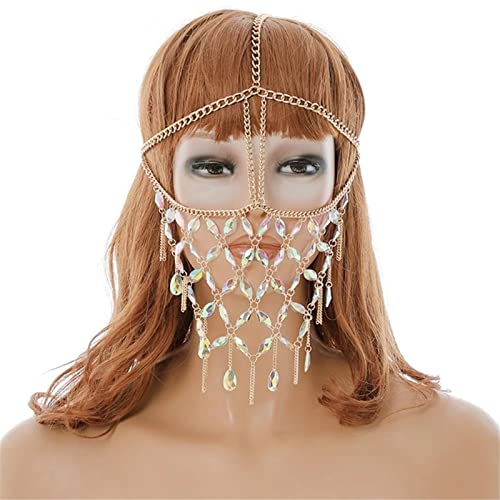 LVUNZJCA Gesichtskette für Damen, Maskerade, Maske, Kopfkette, Ballsaal, Kostüme für Halloween, Cosplay, Party LVUNZJCA Gesichtskette für Damen, Maskerade, Maske, Kopfkette, Ballsaal, Kostüme für Halloween, Cosplay, Party von LVUNZJCA