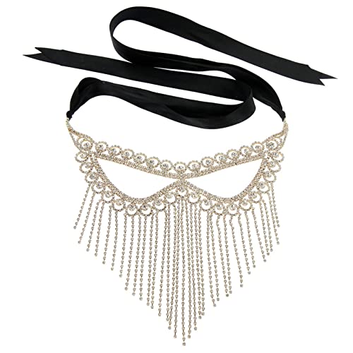 LVUNZJCA Maskenmaske Damen Ball Party Maske Temperament Vielseitig Kristall für Party, Halloween(Gold) von LVUNZJCA