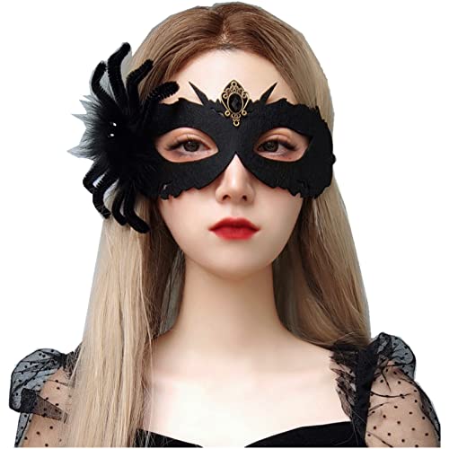 LVUNZJCA Maskenmaske Halloween Schwarze Spinnenmaske Ball Halbgesichts-Show-Kopfbedeckung für Party, Halloween von LVUNZJCA