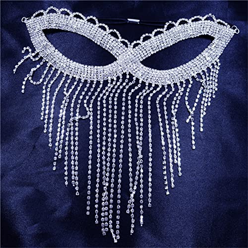 LVUNZJCA Maskenmaske Quaste Strass Augenmaske Kreative Gesicht Nachtclub Party Maske für Party, Halloween(B) von LVUNZJCA