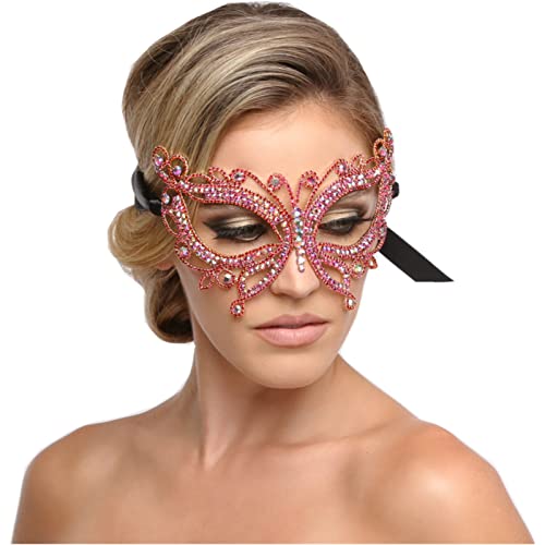 LVUNZJCA Maskenmaske Rote Strass-Schmetterlingsmaske, Maskenball für Party, Halloween von LVUNZJCA