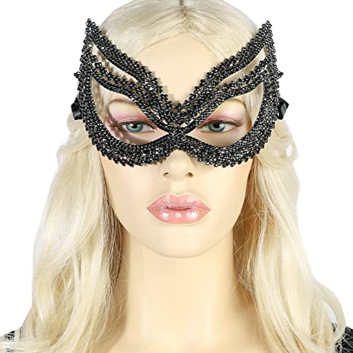 LVUNZJCA Maskenmaske Schwarze Strass Maske Party Dinner für Party, Halloween von LVUNZJCA