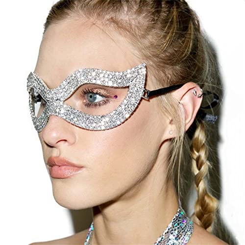 LVUNZJCA Maskenmaske Strass Maske Einfache Party Halloween für Party, Halloween(Silver) von LVUNZJCA