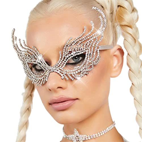 LVUNZJCA Maskenmaske Strass Maske Make-Up Ball Übertrieben Glänzend Zubehör für Party, Halloween von LVUNZJCA