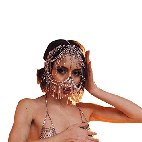 LVUNZJCA Maskenmaske Strass Maske Persönlichkeit Trend Quasten Zubehör für Party, Halloween von LVUNZJCA