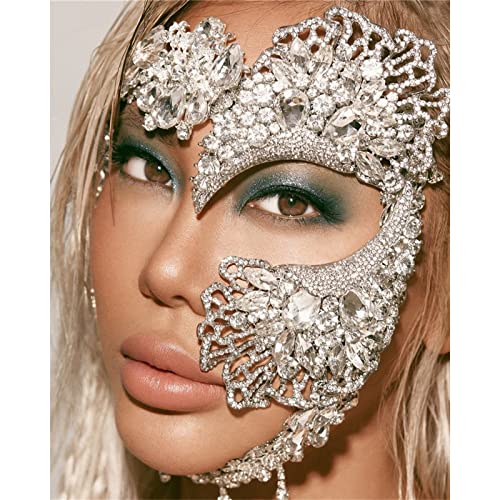 LVUNZJCA Maskenmaske Super funkelnder Strass-Masken-Frauen-Make-up-Ball für Party, Halloween von LVUNZJCA