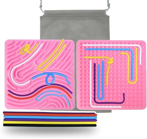 LVZONGXIN Sensorik Activity Board Silicone Fidget Toy mit Reisetasche & 20 Silikonstreifen [ Rosa] von LVZONGXIN