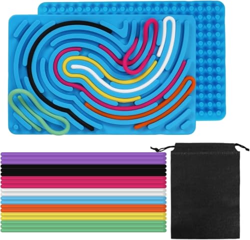 LVZONGXIN Sensorik Activity Board Silicone Fidget-Toy mit Reisetasche & 20 Silikonstreifen von LVZONGXIN