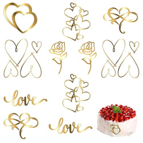 LWAIX Kuchen Deko Acryl 12Stk Torten Deko Herzform Cake Topper Hochzeit Tortendeko Gold für Mädchen Hochzeit Jahrestag Geburtstag Partei LWAIX Kuchen Deko Acryl 12Stk Torten Deko Herzform Cake Topper Hochzeit Tortendeko Gold für Mädchen Hochzeit Jahrestag Geburtstag Partei von LWAIX