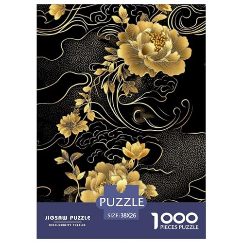 Black Gold FlowerJigsaw Puzzles for Adults 1000pcs Age 12+ for Adults Challenge HighDifficulty Beautiful Decoration for Women Gifts for Man38x26cm/1000pcs von LWBDSKCZO