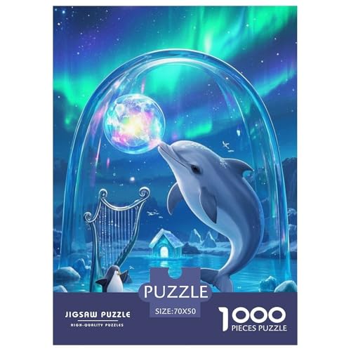 DolphinJigsaw Puzzles for Adults 1000pcs Age 12+ for Adults Challenging & Brainteasing Beautiful Decoration Birthday Gifts70x50cm/1000pcs von LWBDSKCZO