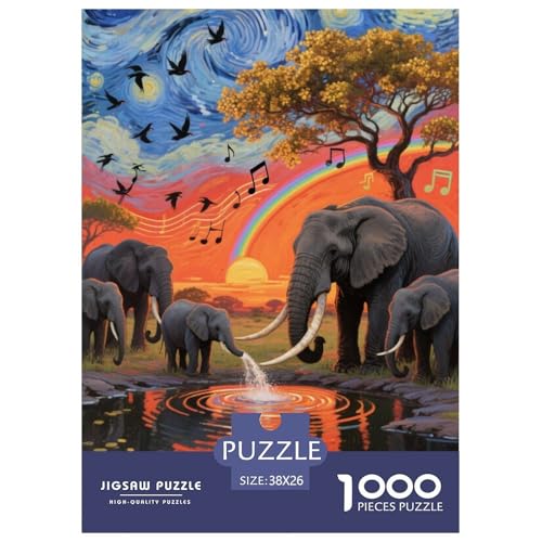 ElephantJigsaw Puzzles for Adults 1000pcs Age 12+ for Adults Challenging & Brainteasing Beautiful Decoration Birthday Gifts38x26cm/1000pcs von LWBDSKCZO