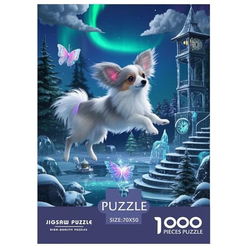 Papillon PuppyJigsaw Puzzles for Adults 1000 Piece Age 12+ for Adults Challenge HighDifficulty Beautiful Decoration for Aduits Kids70x50cm/1000pcs von LWBDSKCZO