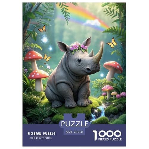 RhinocerosJigsaw Puzzles for Adults 1000 Piece Age 12+ for Adults Educational Game Challenge Toy Beautiful Decoration for Women Gifts for Man70x50cm/1000pcs von LWBDSKCZO