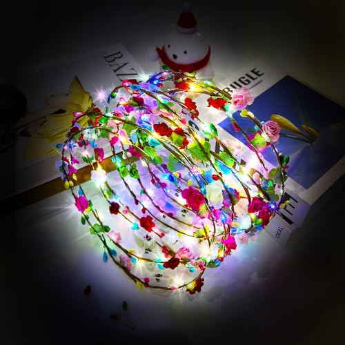 LED Blumenkranz Stirnband 10PCS, Garland Leucht Bunt Kopfbedeckung Floral Tiara Haarschmuck, Festival Geburtstag Weihnachten Party Hochzeit Dekor Blumenkranz Kopfschmuck LED Blumenkranz Stirnband 10PCS, Garland Leucht Bunt Kopfbedeckung Floral Tiara Haarschmuck, Festival Geburtstag Weihnachten Party Hochzeit Dekor Blumenkranz Kopfschmuck von LWMTT