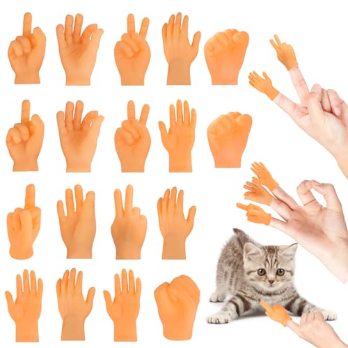 18 Stück Mini Hände,Tiny Hands Set,Mini Hände für Finger,Kleine Hände,Gummi Fingerpuppen,Mini Kleine Hände Fingerpuppen für Katzen,Kinder Spielzeug,Game Party,Haustierpartys von LWMTT