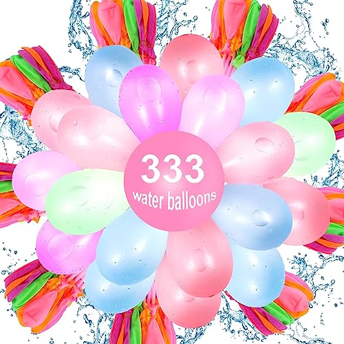 333 Stücke Wasserbomben Selbstschließend,9 Bündel mit je 37 Wasserbomben,60 Sekunden Schnellfüller Wasser Luftballons,Bunt Gemischt Wasser Luftballons für Geburtstagsfeier Strand Party von LWMTT