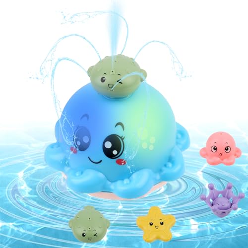 Badewannenspielzeug Baby Badespielzeug, Wasserspielzeug Kinder mit Licht Oktopus Badewanne Spielzeug ,Automatisches Sensor Wassersprühspielzeug mit Licht,Spray Baden Spielzeug für Baby ab 1 Jahr von LWMTT