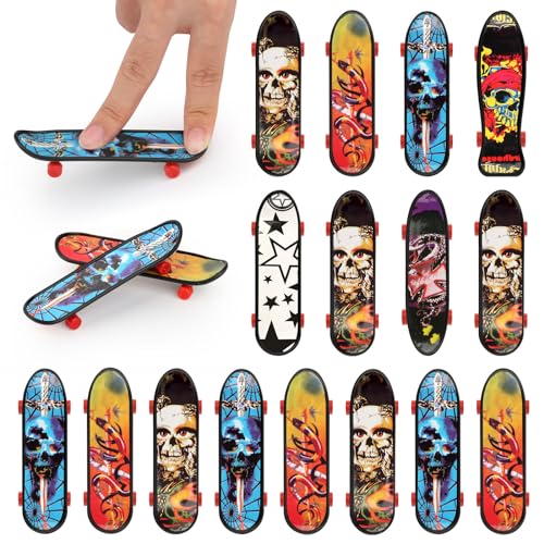 Finger Skateboard, 16 Stück Fingerboard, Mini Finger Skateboards Kleinspielzeug, Fingerboard Spiele für Jungen und Mädchen für Kinder Partytütenfüller, Kindergeburtstag Geschenke (Zufällige Muster) von LWMTT