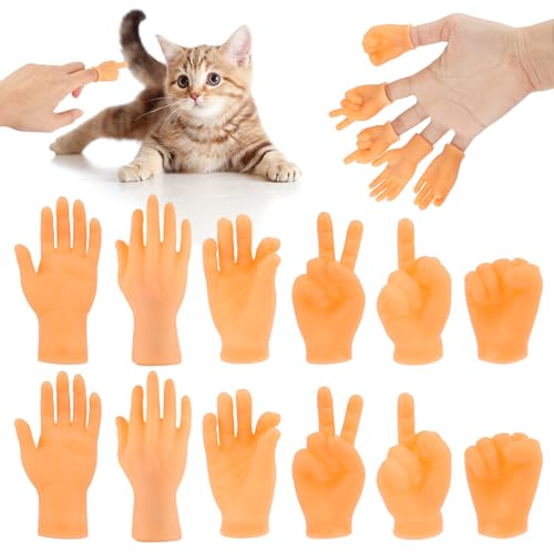 12 Stück Mini Hände,Tiny Hands Set,Mini Hände für Finger,Kleine Hände,Gummi Fingerpuppen,Mini Kleine Hände Fingerpuppen für Katzen,Kinder Spielzeug,Game Party,Haustierpartys von LWMTT