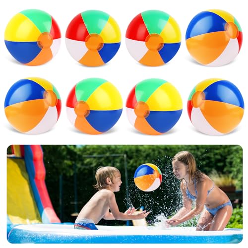 8 Stück Wasserball Aufblasbar Klein, 30CM Bunter Wasserbälle, Kinder Erwachsene Aufblasbarer Ball, Strandball Wasser Ball für Sommeraktivitäten Freien Schwimmbäder Strandparty von LWMTT