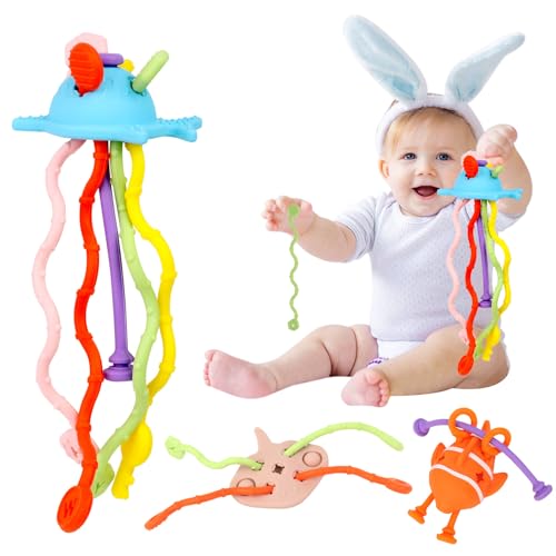LWMTT Baby Spielzeug,Montessori Spielzeug,Silikon Zugschnur Aktivitätsspielzeug,Sensorisches Spielzeug für Kleinkinder,Lernspiele für Babys und Kleinkinder ab 12+ Monaten Jahr für Jungen oder Mädchen von LWMTT