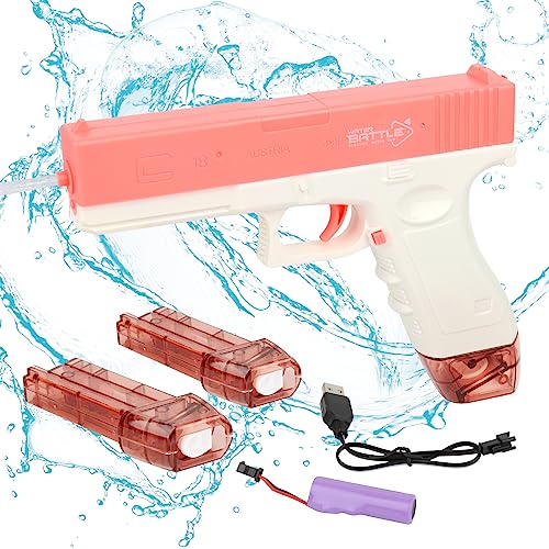 Wasserpistole Elektrisch, Elektrische Wasserpistole für Erwachsene und Kinder, 9M Maximale Reichweite Wasserpistole für Erwachsene und Kinder, Pool Strände Spielzeug (Rosa) von LWMTT