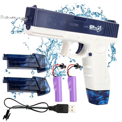 Wasserpistole Elektrisch, Elektrische Wasserpistole für Erwachsene und Kinder, 9M Maximale Reichweite Wasserpistole für Erwachsene und Kinder, Pool Strände Spielzeug (Blau) von LWMTT