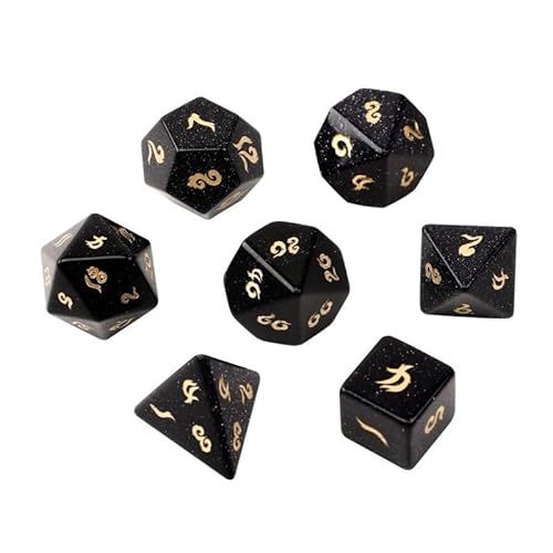 Blaue Goldstein-Würfel, handgeschnitzte Edelsteinwürfel, D4, D6, D8, D10, D12, D20, Perzentil oder 7-teiliges polyedrisches Set für DND- und Tisch-RPG-Spiele (Sevensuits) von LWQCHW