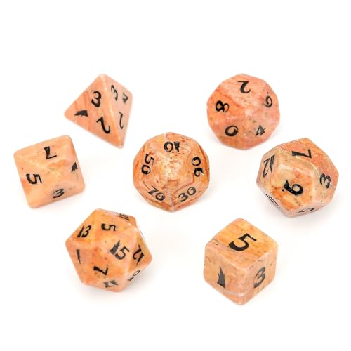 LWQCHW Kristallwürfel-Set, 7-teilig, polyedrische Edelsteinwürfel für DND für RPG-Spiele mit Aufbewahrungsbox (bunte Jade) von LWQCHW