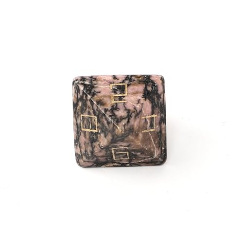 Natürlicher Rhodonit-Kristallwürfel – handgeschnitzte Edelsteinwürfel D4, D6, D8, D10, D12, D20 Perzentil oder 7-teiliges RPG-Würfel-Set für DND- und Tischspiele (D8Face) von LWQCHW