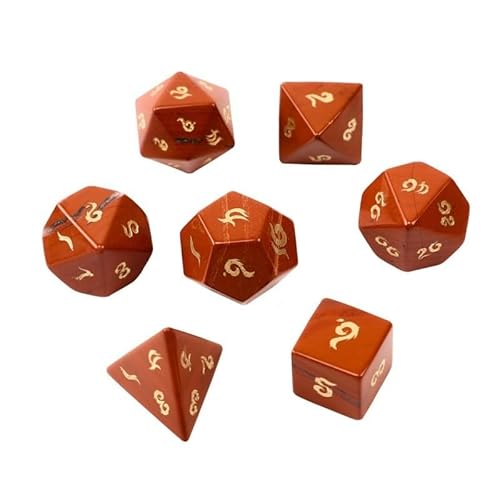 Rubin-Kristallwürfel – handgeschnitzte Edelsteinwürfel D4, D6, D8, D10, D12, D20 Perzentil oder 7-teiliges polyedrisches Set für DND- und Tisch-RPG(Sevensuits) von LWQCHW