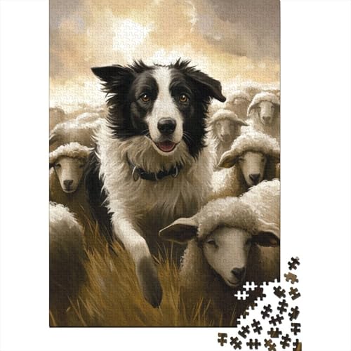 Border Collie Puzzle 1000-teilige Schwer Puzzle Spielzeug Lernspiel Impossible Herausforderung Spielzeug Für Erwachsene Und Kinder in Bewährter 1000pcs (75x50cm) von LWXEEOAVE