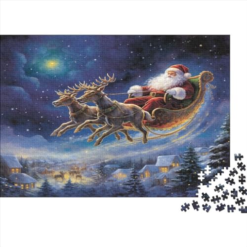 Elch Weihnachtsmann Puzzle 1000 Teile Puzzle Für Erwachsene Und Kinder Ab 14 Jahren,Puzzlespiel Erwachsenen Puzzlespiel Puzzel 1000pcs (75x50cm) von LWXEEOAVE