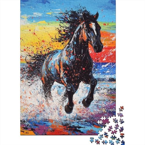 Fine Pferd Puzzle 1000-teilige Schwer Puzzle Spielzeug Lernspiel Impossible Herausforderung Spielzeug Für Erwachsene Kinder 1000pcs (75x50cm) von LWXEEOAVE