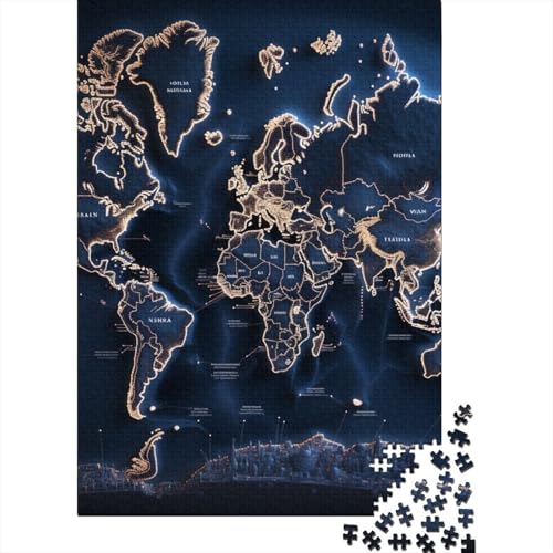 Map Puzzle 1000 Teile Schwer Puzzle Spielzeug Lernspiel Impossible Herausforderungsspielzeug Für Erwachsene Kinder 1000pcs (75x50cm) von LWXEEOAVE
