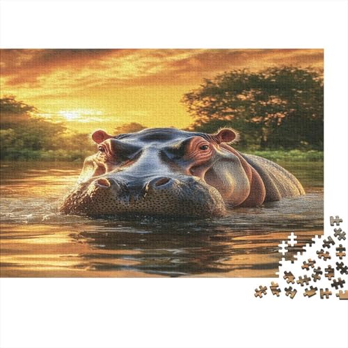 Nilpferd 1000 Stück Puzzles Für Erwachsene Teenager Stress Abbauen Familien-Puzzlespiel 1000-teiliges Puzzle Kinder Lernspiel Spielzeug Geschenk Puzzel 1000pcs (75x50cm) von LWXEEOAVE