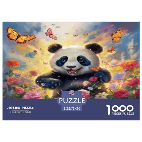 Ölgemälde Panda 1000 Stück Puzzles Für Erwachsene Teenager Stress Abbauen Familien-Puzzlespiel 1000-teiliges Puzzle Kinder Lernspiel Spielzeug Geschenk Puzzel 1000pcs (75x50cm) von LWXEEOAVE