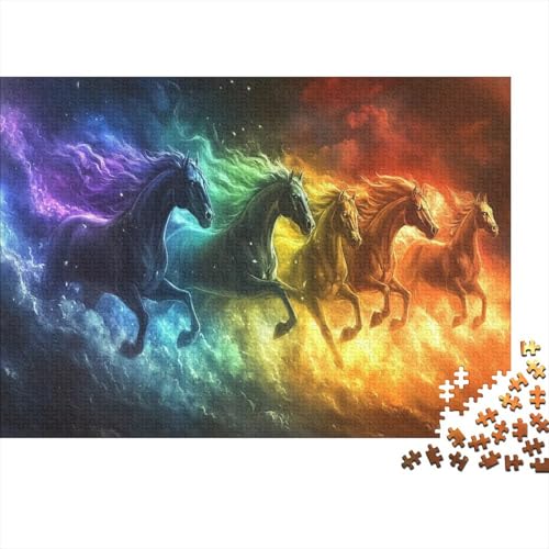 Pferd 1000 Stück Puzzles Für Erwachsene Teenager Stress Abbauen Familien-Puzzlespiel Mit Poster in 1000-teiliges Puzzle Kinder Lernspiel Spielzeug Geschenk Puzzel 1000pcs (75x50cm) von LWXEEOAVE