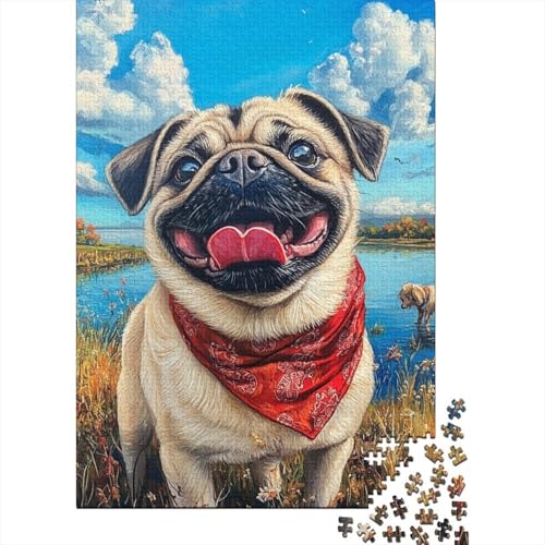 Pug Puzzle 1000 Teile Schwer Puzzle Spielzeug Pädagogisches Spiel Impossible Herausforderungsspielzeug Für Erwachsene Und Kinder Ab 12 Jahren 1000pcs (75x50cm) von LWXEEOAVE