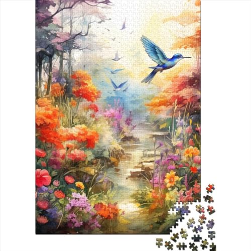 Vögel und Blumen Puzzle 1000 Teile Schwer Puzzle Spielzeug Pädagogisches Spiel Impossible Herausforderungsspielzeug Für Erwachsene Und Kinder Ab 12 Jahren 1000pcs (75x50cm) von LWXEEOAVE