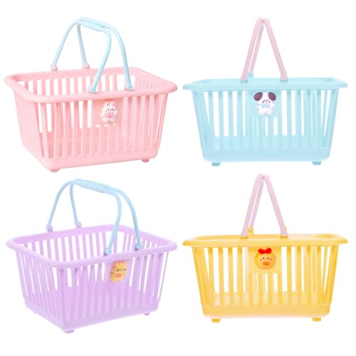 LWZko 4 Stück Einkaufskorb Kinder, Kleiner Einkaufskorb aus Kunststoff, mit Zubehör, für Schreibtisch, Duschkörbe für Zuhause, Kleinteile, Partygeschenke, Kinder-Einkaufswagen, 4 Farben LWZko 4 Stück Einkaufskorb Kinder, Kleiner Einkaufskorb aus Kunststoff, mit Zubehör, für Schreibtisch, Duschkörbe für Zuhause, Kleinteile, Partygeschenke, Kinder-Einkaufswagen, 4 Farben von LWZko
