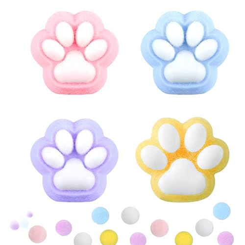 4 Stück Katzenpfoten Spielzeug, Pfote Squishy, Squeeze Toys Pfote, Anti Stress Spielzeug Set, Taba Squishy, mit Bällen Lustig Anti Stress und Angst Relief Für Kinder und Erwachsene (4 Farben) von LWZko
