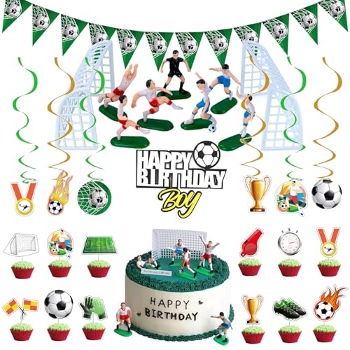 Tortendeko Fussball, 29 Stück Fußball Tortendeko Set, Kinder Tortenaufleger Fussball Geburtstag Deko, Nicht Essbar Kuchen Deko Fußball für Junge Geburtstag Fusball Thema Party Cupcake Topper Tortendeko Fussball, 29 Stück Fußball Tortendeko Set, Kinder Tortenaufleger Fussball Geburtstag Deko, Nicht Essbar Kuchen Deko Fußball für Junge Geburtstag Fusball Thema Party Cupcake Topper von LXBCTOP